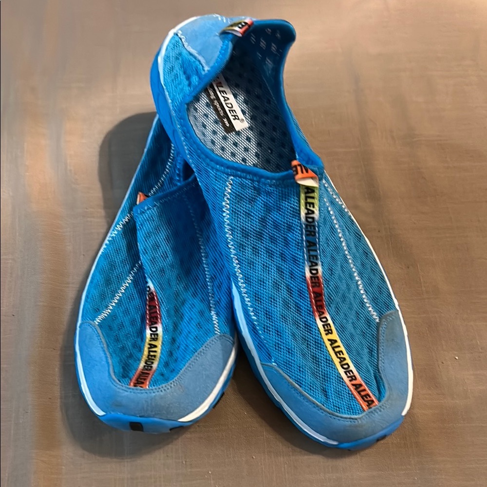 Leader Blue Slip-On Shoes with Multicolor Accents